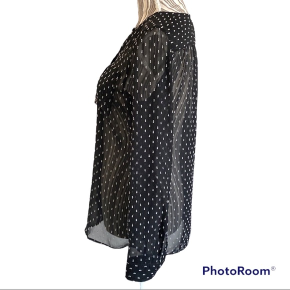 LOFT Black sheer button down blouse - Picture 3 of 8
